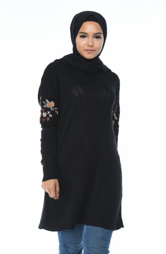Tricot Embroidered Tunic Black 1343-01