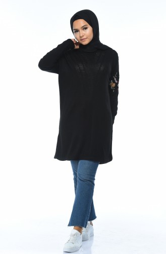 Tricot Embroidered Tunic Black 1343-01