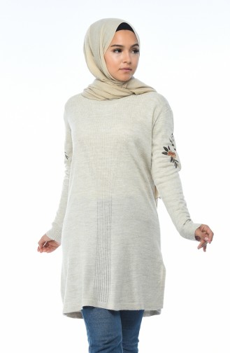 Tricot Embroidered Tunic Stone color 1343-03