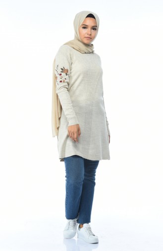 Tricot Embroidered Tunic Stone color 1343-03