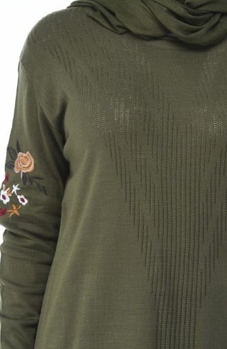 Tricot Embroidered Tunic Khaki 1343-04