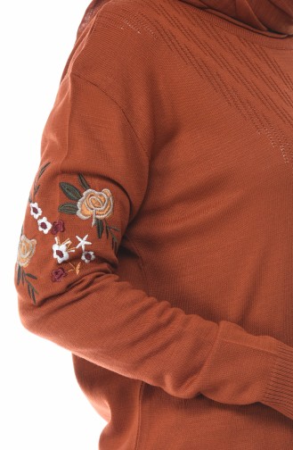 Tricot Embroidered Tunic Brick 1343-06