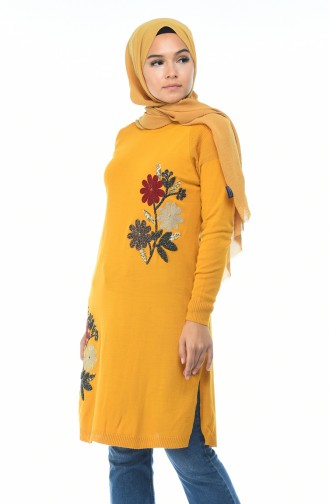 Trikot Tunika mit Blumen 1346-04 Senf 1346-04