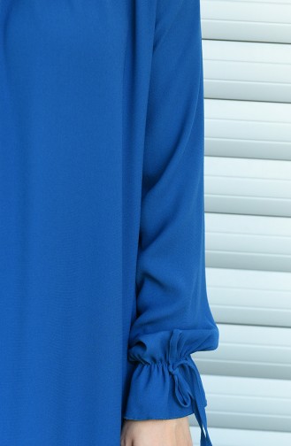 Sleeved Pleated Dress Indigo 8013-06