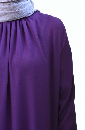 Sleeved Pleated Dress Purple 8013-04