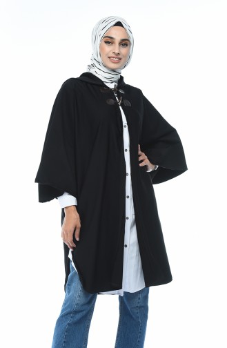 Bat Sleeve Poncho Black 5003B-01