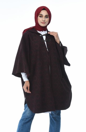 Bat Sleeve Poncho Burgundy 5003C-01