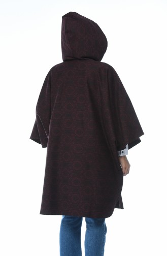 معطف أكمام خفاش عنابي اللون 5003C-01