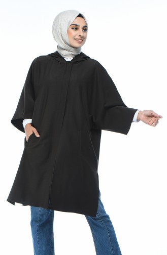 Poncho a Capuche Manches Chauve Souris 5004A-01 Brun 5004A-01