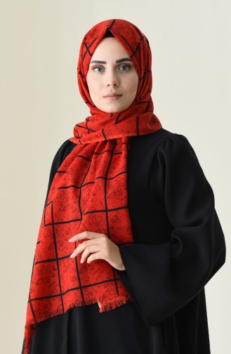 Châle a Motifs Maya 310-108 Rouge Noir 310-108