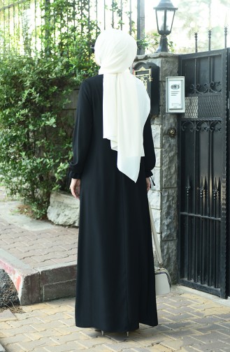 Sleeved Pleated Dress Black 8013-03