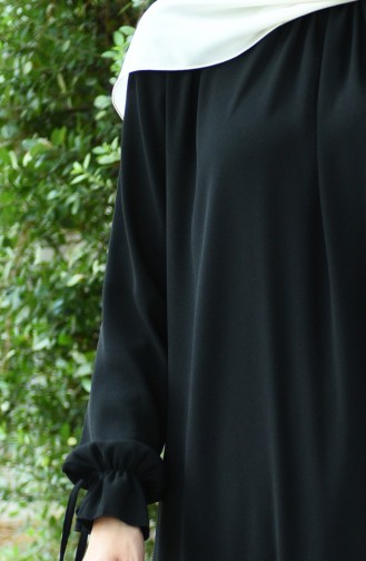 فستان بأكمام مطوية أسود 8013-03
