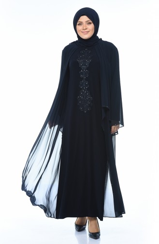 Dunkelblau Hijab-Abendkleider 0108-01