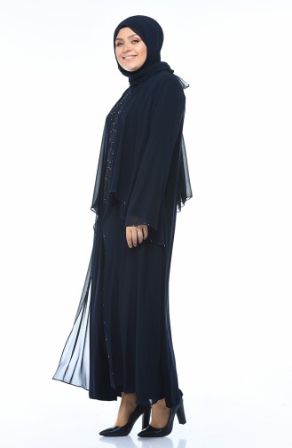 Dunkelblau Hijab-Abendkleider 0108-01