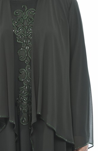 Khaki Hijab Evening Dress 0108-03