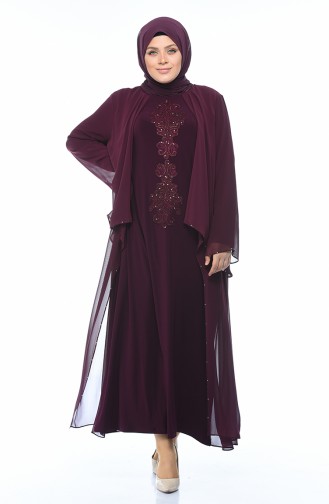 Purple Hijab Evening Dress 0108-04