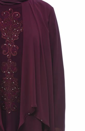 Purple Hijab Evening Dress 0108-04