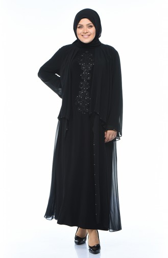Black Hijab Evening Dress 0108-05