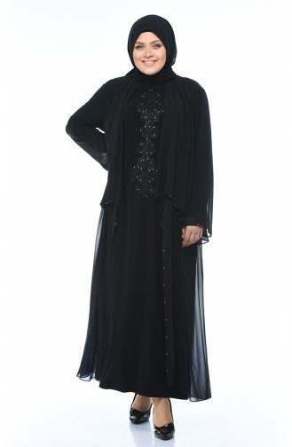 Robe de Soirée a Dentelle Grande Taille 0108-05 Noir 0108-05