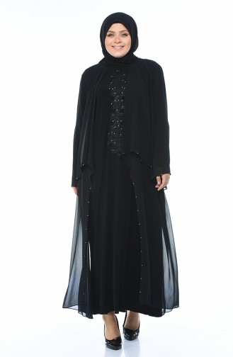 Robe de Soirée a Dentelle Grande Taille 0108-05 Noir 0108-05