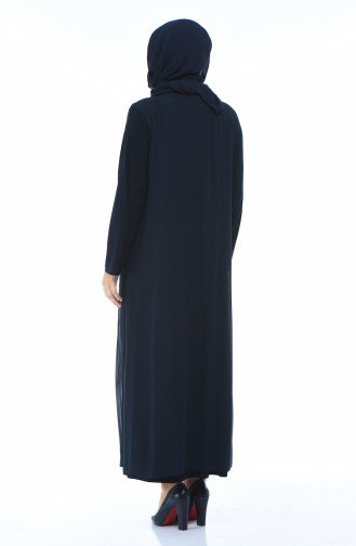 Navy Blue Hijab Evening Dress 1012-01