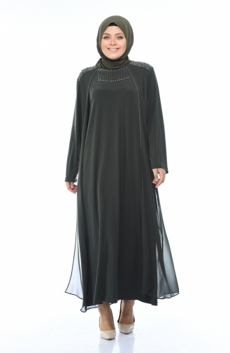 Khaki Hijab-Abendkleider 1012-02