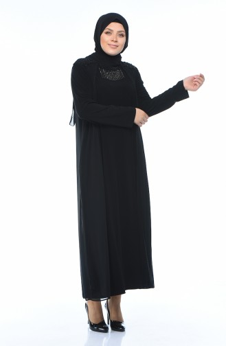 Black Hijab Evening Dress 1012-04