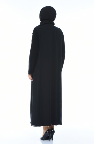 Robe de Soirée Perlées Grande Taille 1012-04 Noir 1012-04