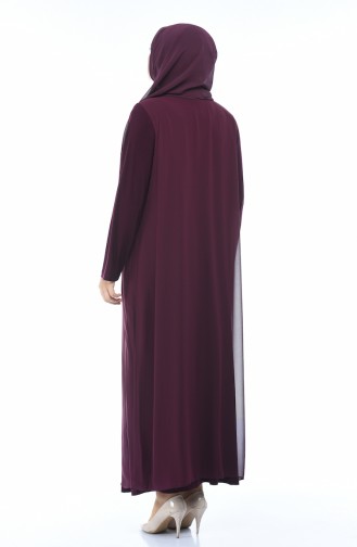 Plum Hijab Evening Dress 1012-05