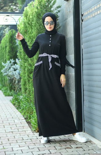 Schwarz Hijab Kleider 2170-01