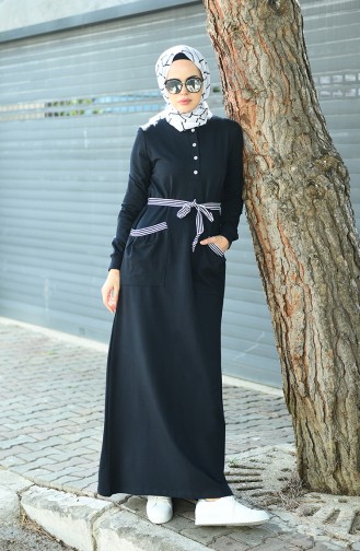 Navy Blue Hijab Dress 2170-02