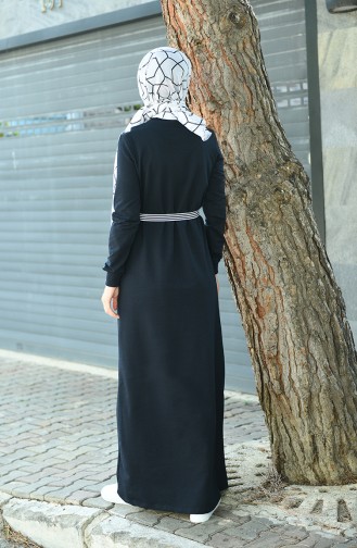 Navy Blue Hijab Dress 2170-02