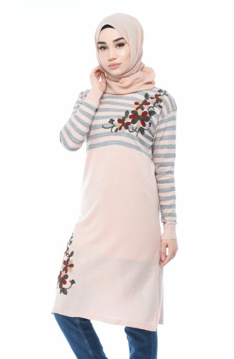 knitted striped Tunic powder color 1341-02