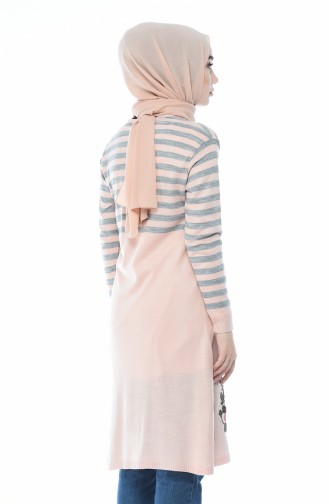 knitted striped Tunic powder color 1341-02