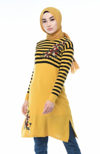 Tricot Striped Tunic Mustard Color 1341-03