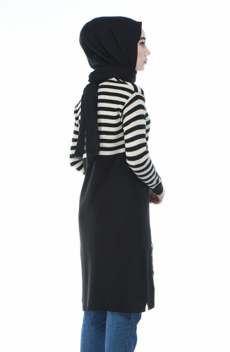 Tunic knitted striped black 1341-08
