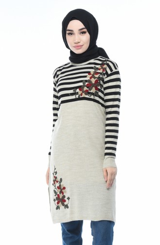 Tunic knitted striped stone color 1341-09