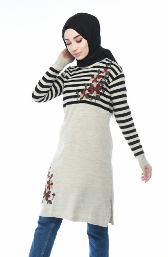 Tunic knitted striped stone color 1341-09