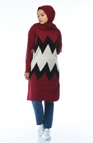 knitwear burgundy tunic 1344-02