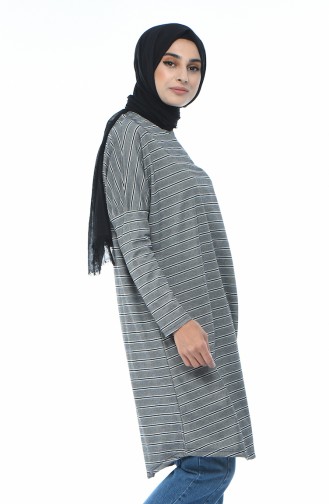 Bat Sleeve Striped Tunic Gray 7920-01