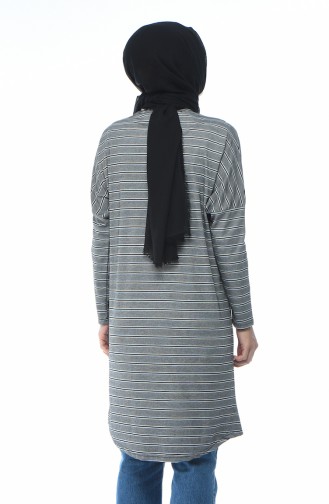 Bat Sleeve Striped Tunic Gray 7920-01