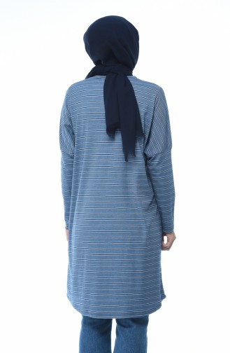 Bat Sleeve Striped Tunic Blue 7920-02