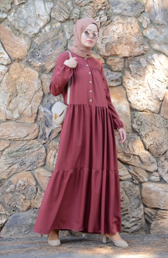 Dark Dusty Rose Hijab Dress 8005-03