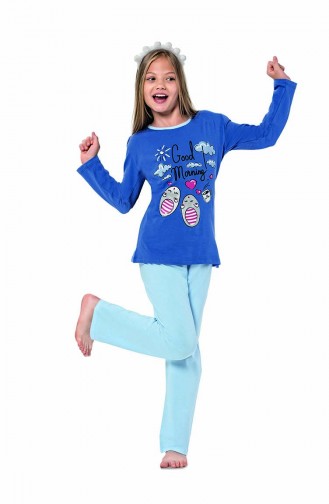 Ensemble Pyjama Pour Enfant Fille 6120 Bleu Roi 6120