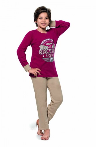 Ensemble Pyjama Enfant Garçon 5121 Cerise Beige 5121