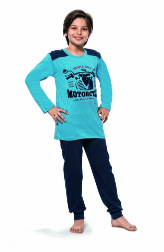 Erkek Çocuk Uzun Kol Pijama Takımı 5125 Mavi Lacivert