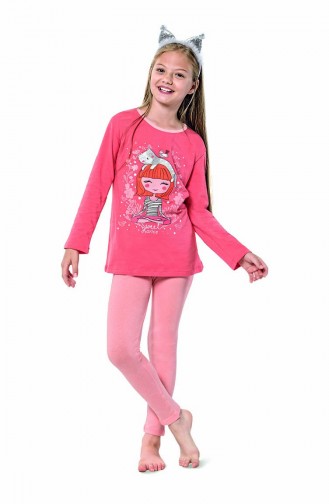 Ensemble Pijama Pour Enfant Fille 6111 Rose Pâle Clair 6111