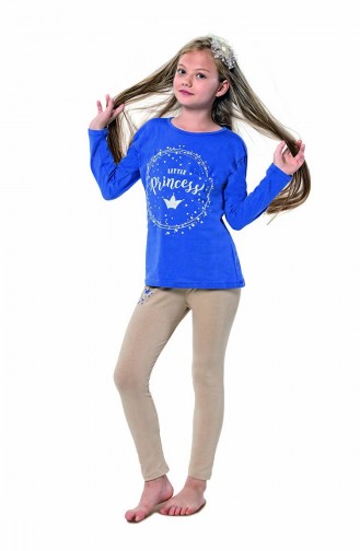 Ensemble Pyjama Pour Enfant Fille 6113 Bleu Roi 6113