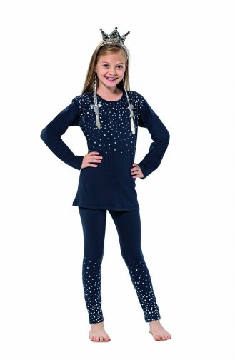 Ensemble Pyjama Pour Enfant Fille 6114 Bleu Marine 6114