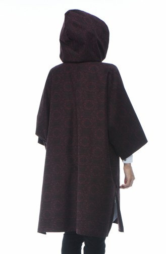 Poncho a Capuche Manches Chauve Souris 5004C-01 Plum 5004C-01